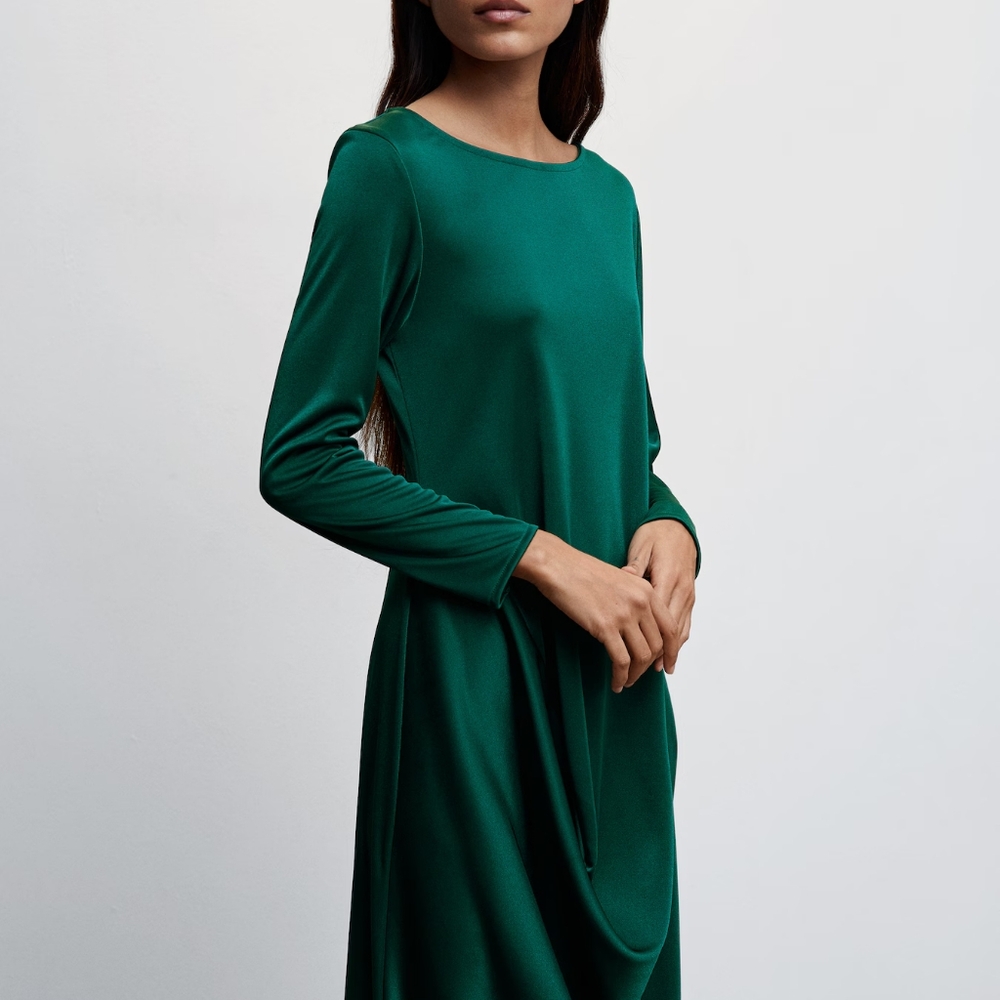 Satin draped Maxi dress MANGO UK 14 - Picture 6 of 11